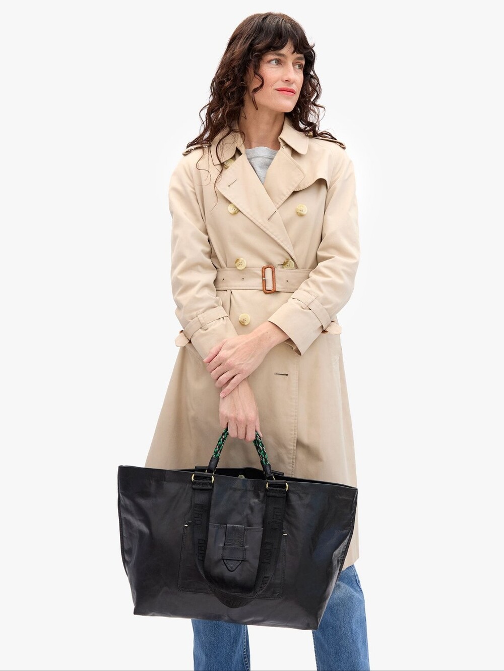 EXCELLENT CLARE V GRANDE BATEAU TOTE BAG - BLACK - Picture 3 of 9